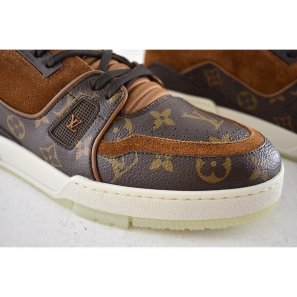 Louis Vuitton Brown Monogram LV Logo Suede Low Top Trainer Sneaker UK 9 US 10 11 - Picture 7 of 16